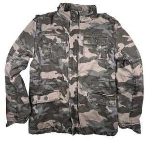 Brandit Britannia Jacket Dark Camo Field Concealed Hood Flap Pockets Utility Med